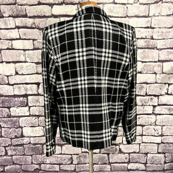 JM Collection Black & White Long Sleeve Fully Lined Blazer Size 16 - Picture 6 of 9
